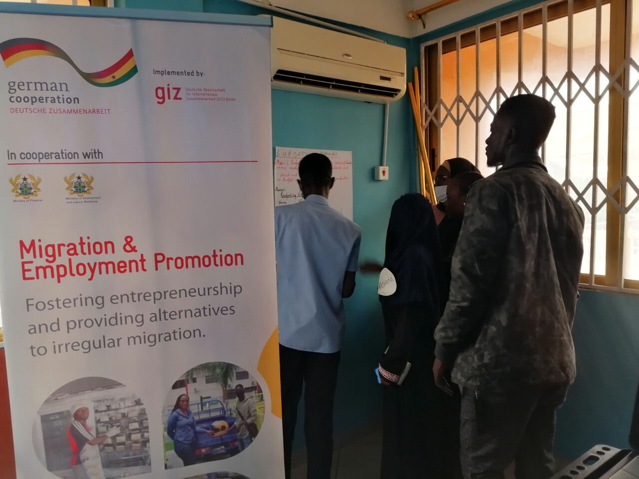 Attendees gathered at an employment promotion activity